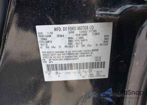 2008 Ford Edge Sel from USA, damaged, VIN 2FMDK38C28BA32207